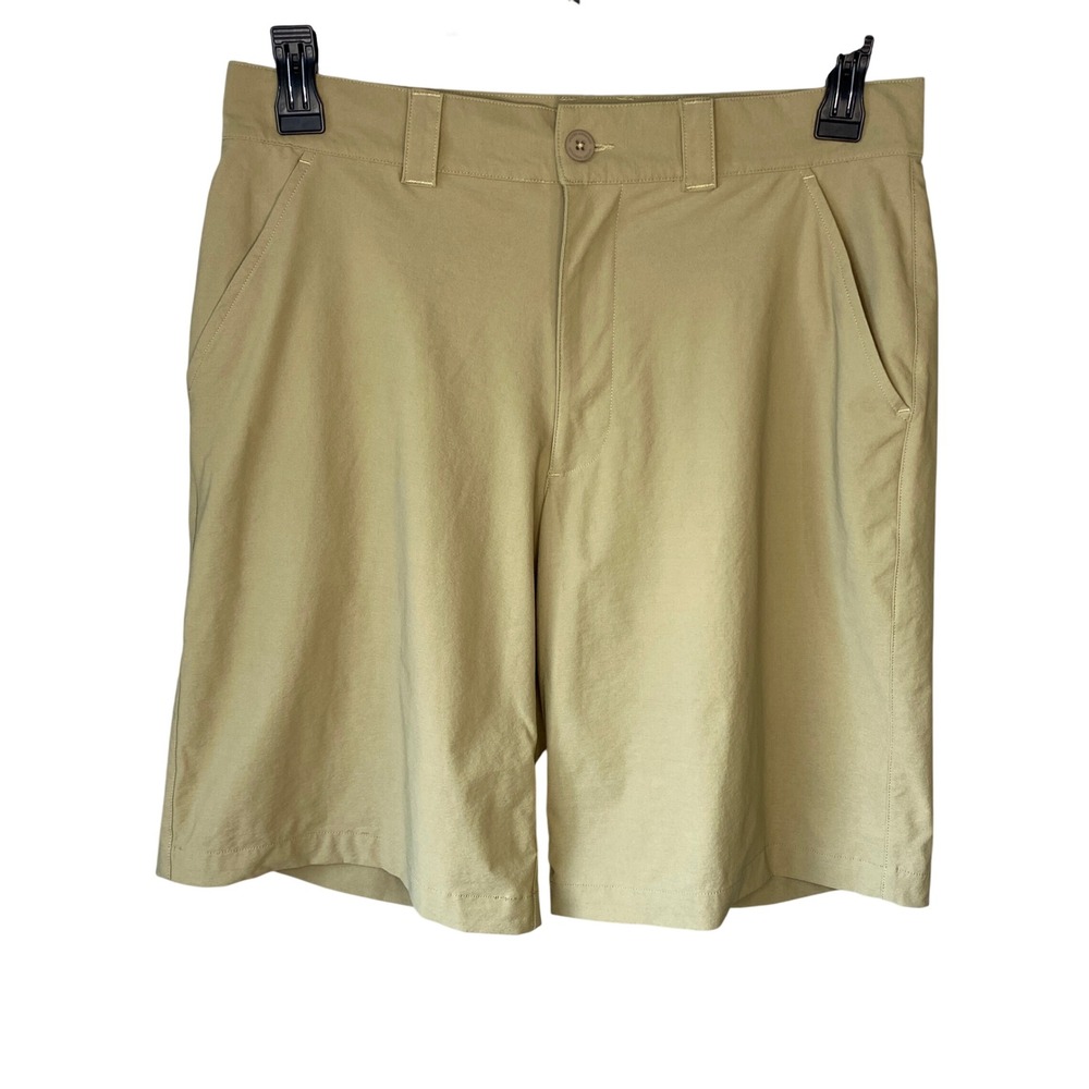 Under Armour Men Khaki Tan Golf Shorts Flat Front Performance Activewear Size 32
